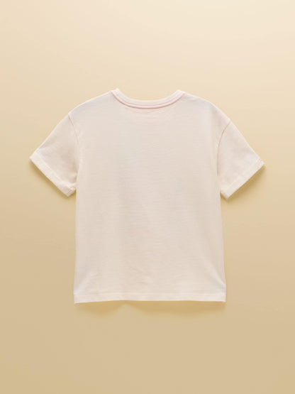 Joules Girls' Fundays Cream Graphic Short Sleeve T-Shirt image 5