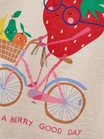 Joules Girls' Fundays Cream Graphic Short Sleeve T-Shirt image 6