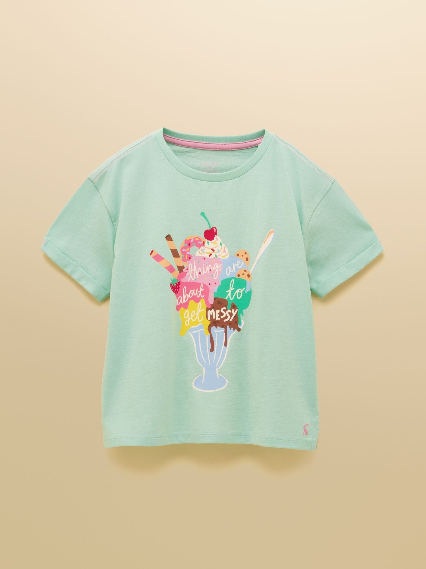 Joules Girls' Fundays Mint Green Graphic Short Sleeve T-Shirt image 3