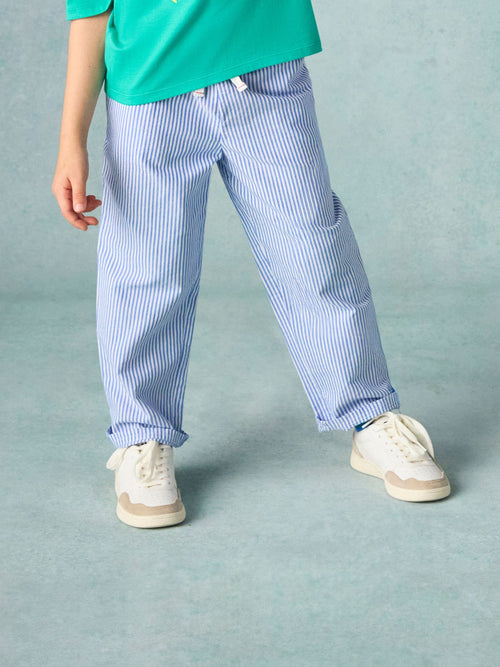 Joules Kids' Wren Blue & White Striped Woven Trousers image 1