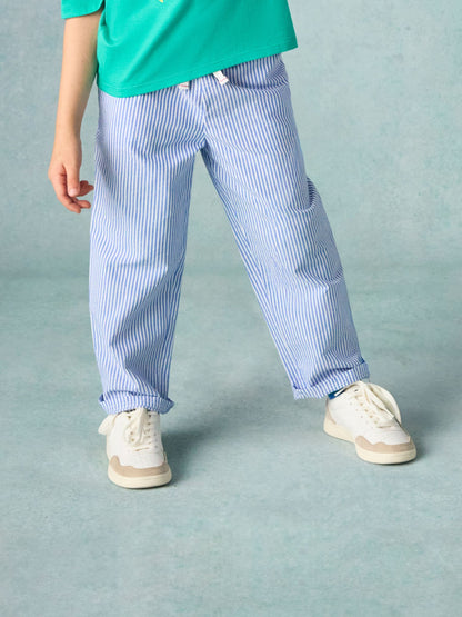 Joules Kids' Wren Blue & White Striped Woven Trousers image 1