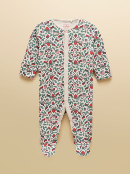 Joules Razamataz Cream Strawberries Cotton Babygrow image 1