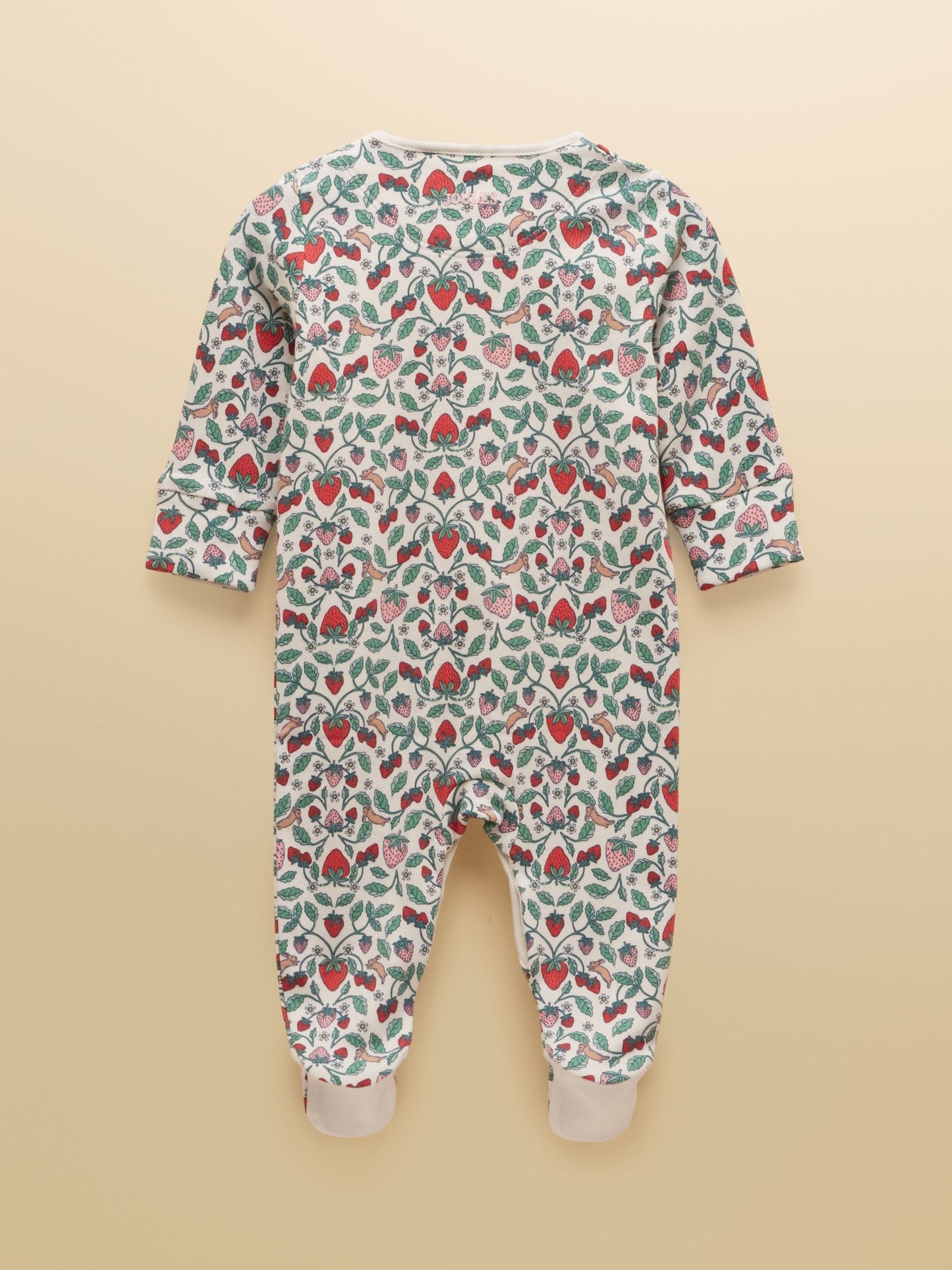 Joules Razamataz Cream Strawberries Cotton Babygrow image 2