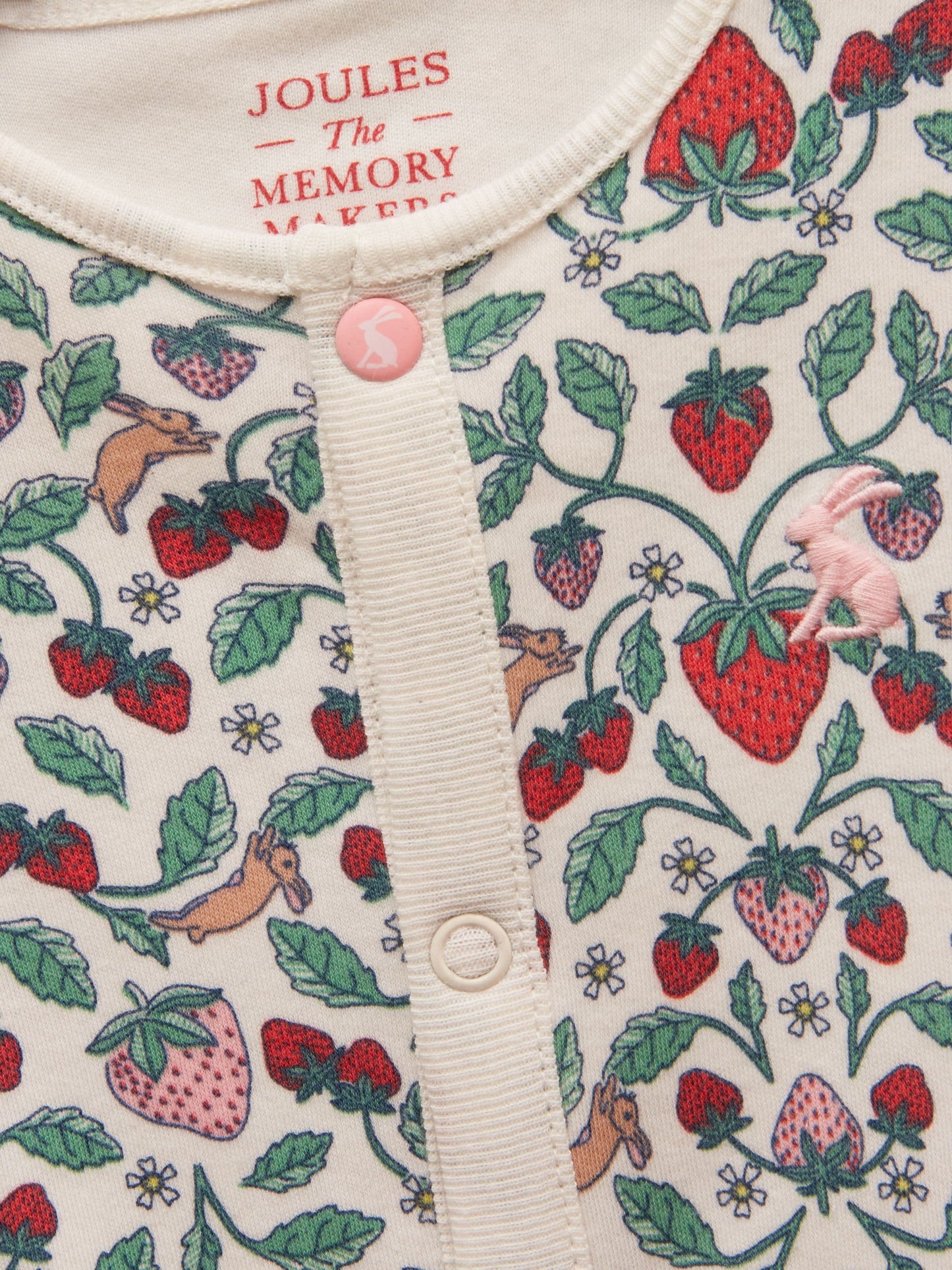 Joules Razamataz Cream Strawberries Cotton Babygrow image 3