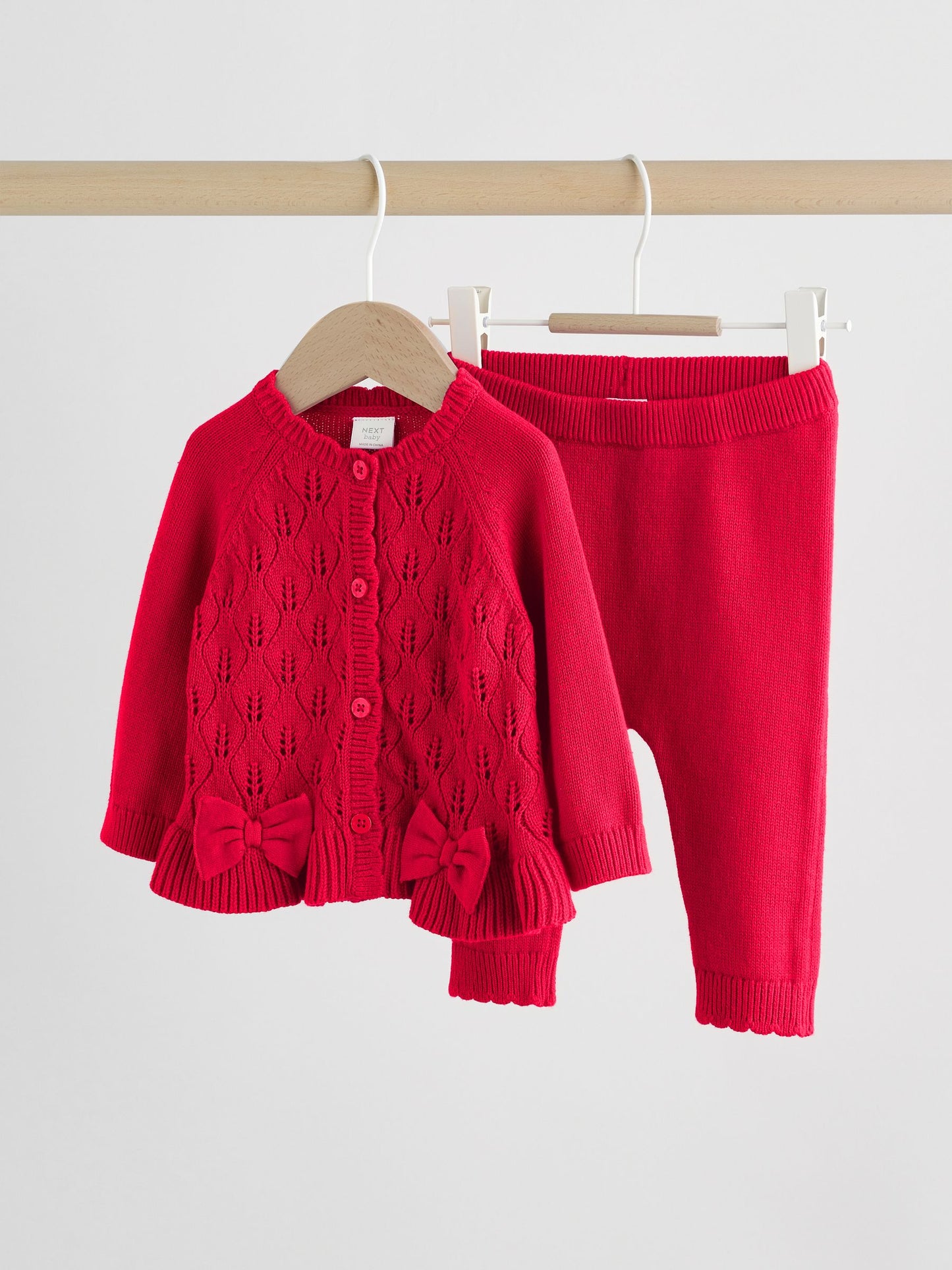 Red Frill Knitted Bow Cardigan Set (0mths-3yrs) image 1