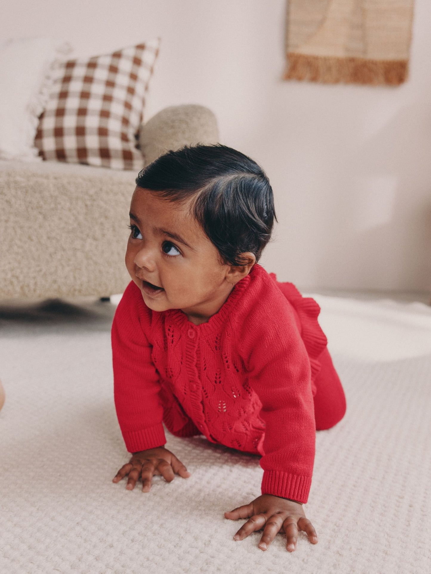 Red Frill Knitted Bow Cardigan Set (0mths-3yrs) image 4