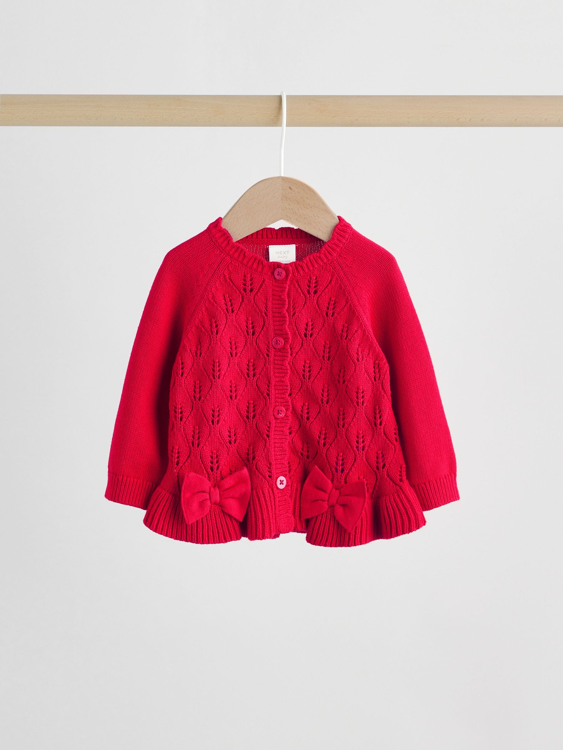 Red Frill Knitted Bow Cardigan Set (0mths-3yrs) image 5