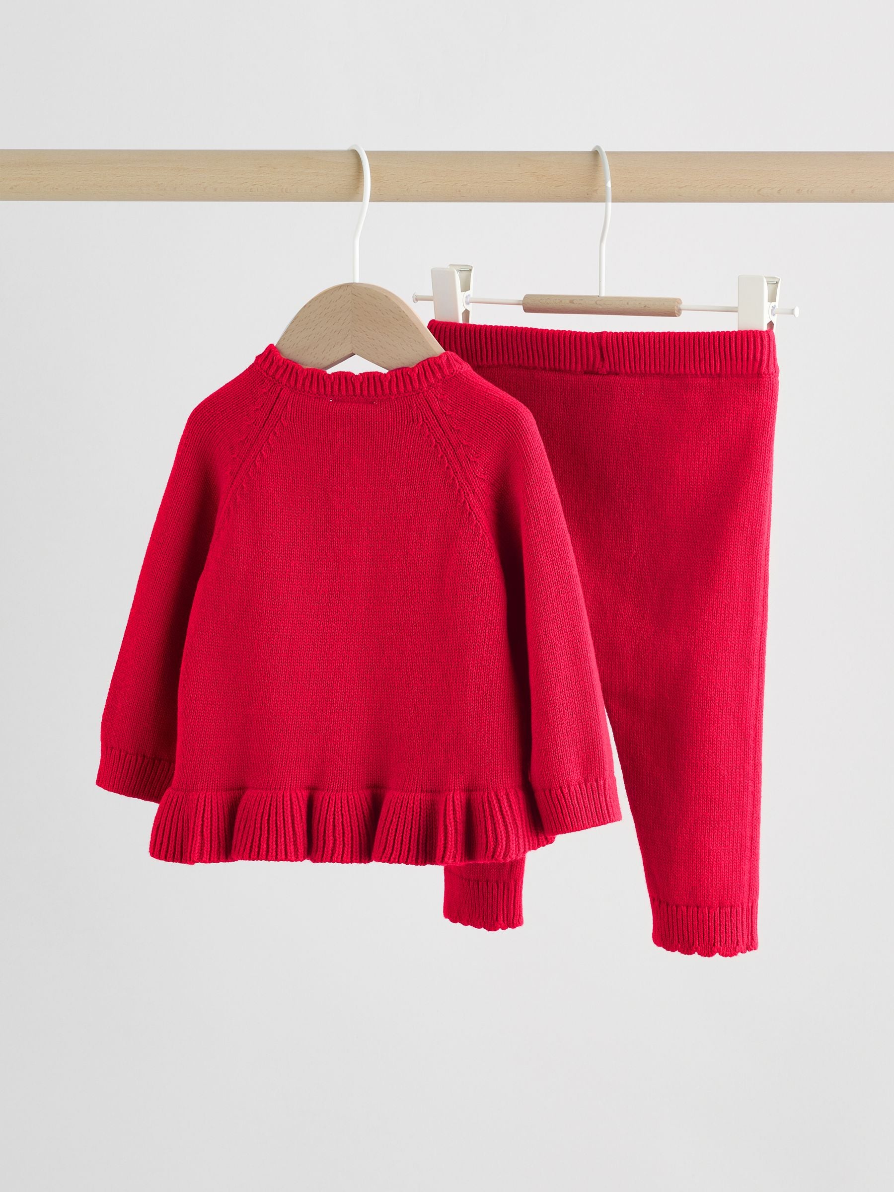 Red Frill Knitted Bow Cardigan Set (0mths-3yrs) image 7