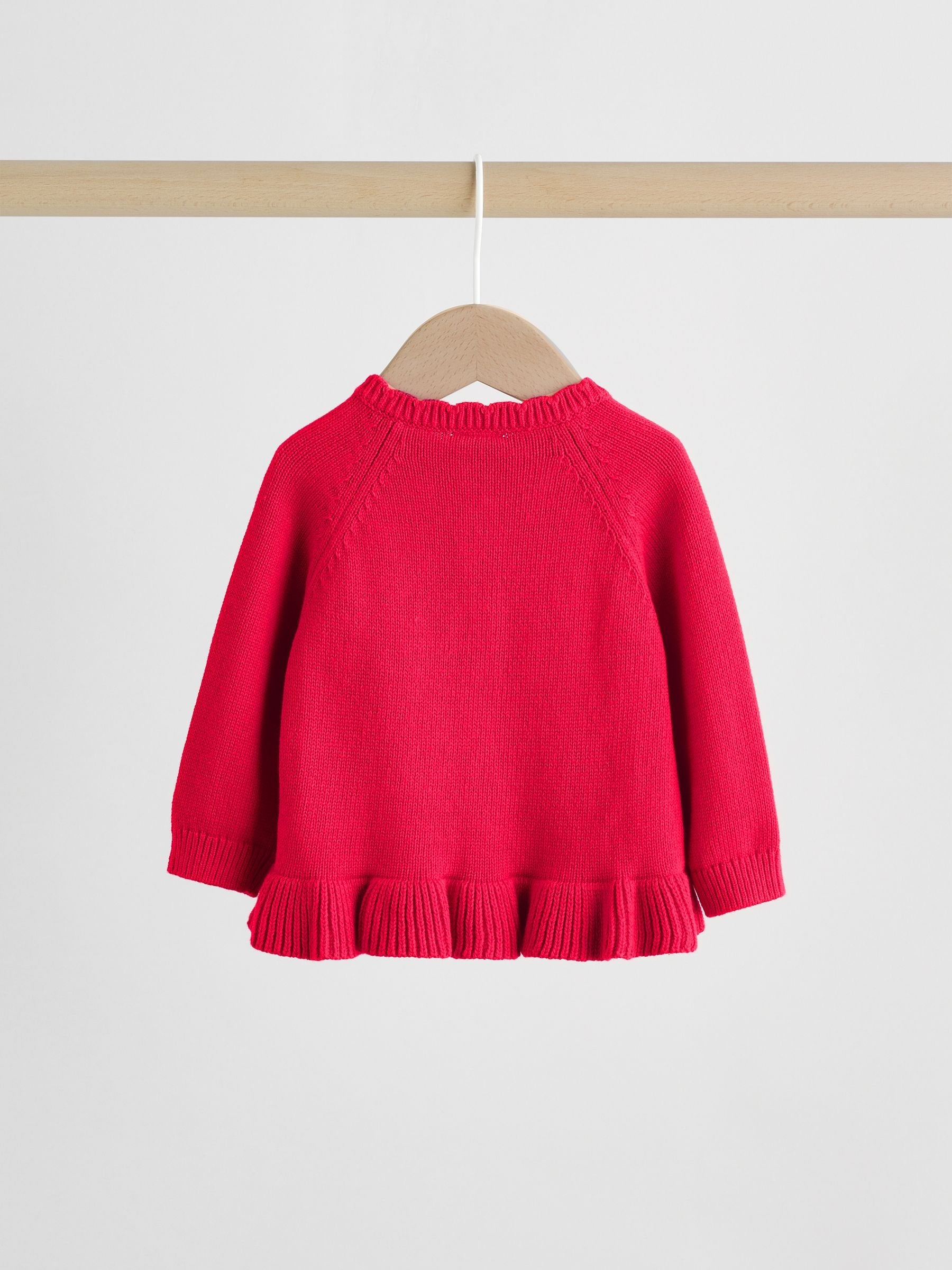 Red Frill Knitted Bow Cardigan Set (0mths-3yrs) image 8