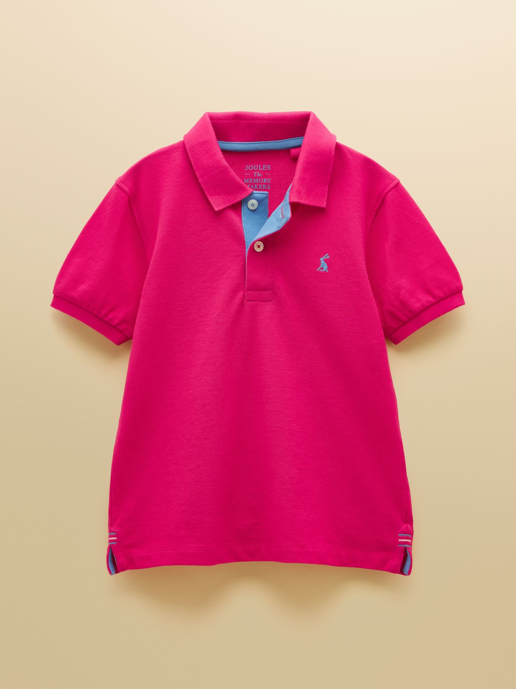 Dsiney Kidz - Joules Boys' Woody Raspberry Pink Short Sleeve Cotton Polo Shirt image 1