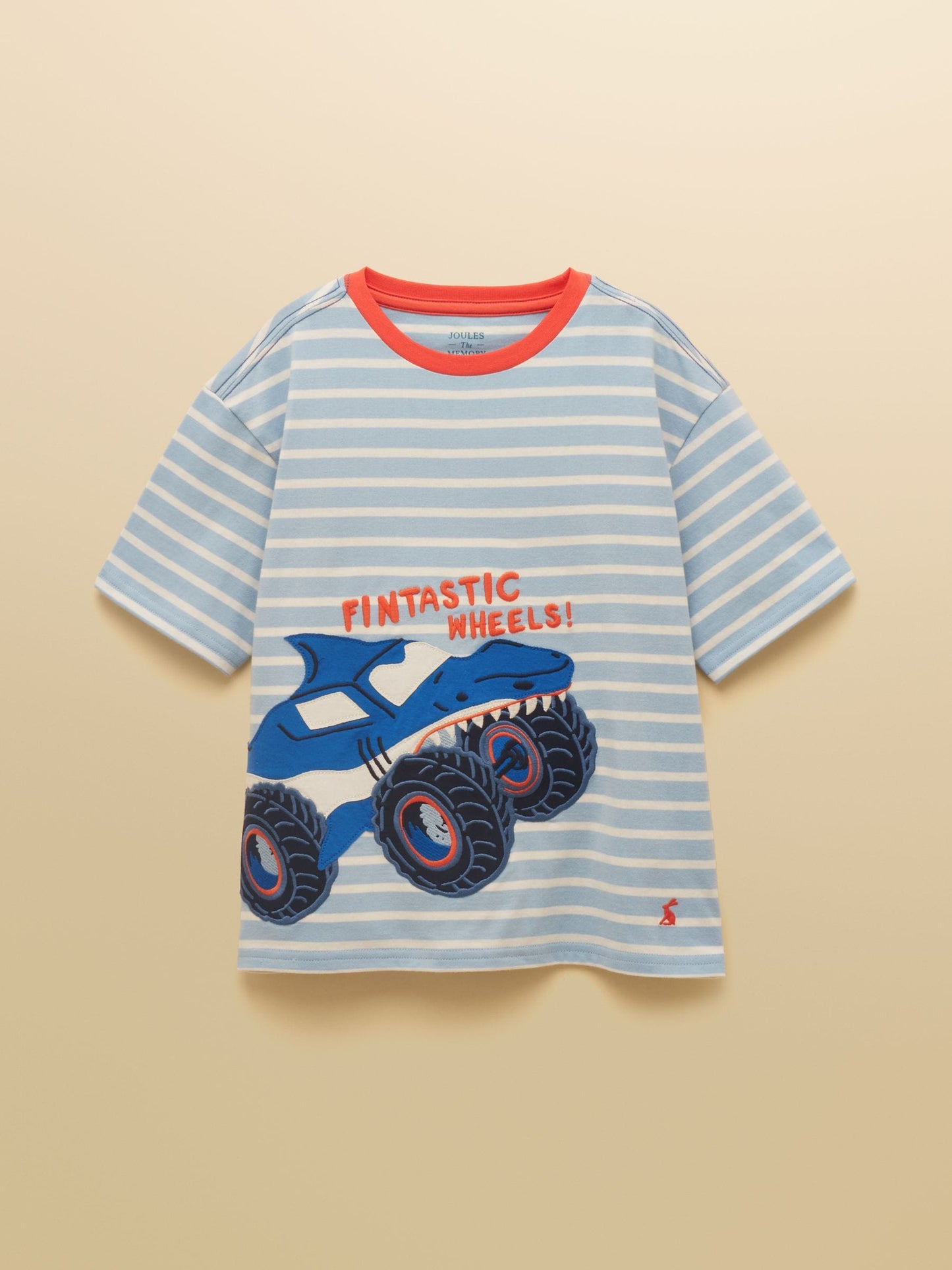 Joules Boys' Archie Blue & White Applique Graphic T-Shirt image 1