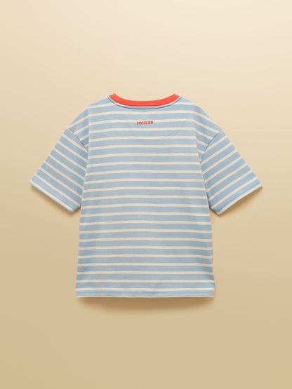 Joules Boys' Archie Blue & White Applique Graphic T-Shirt image 2