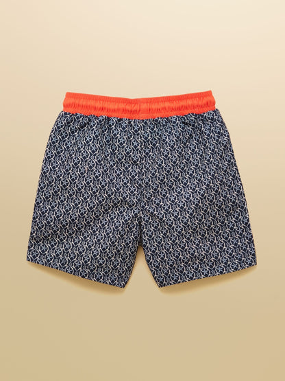 Joules Boys' Ocean Black & White Printed Swim Shorts image 2
