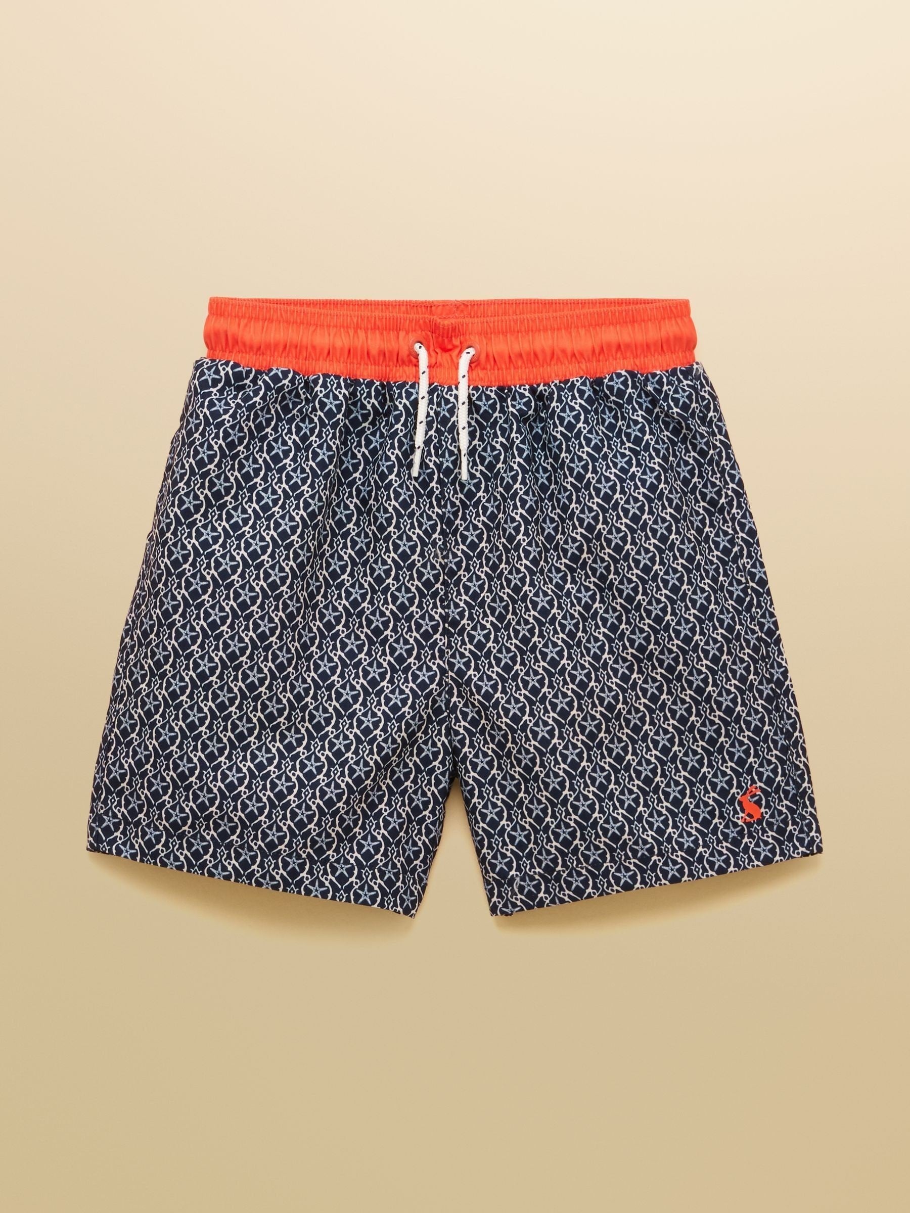 Joules Boys' Ocean Black & White Printed Swim Shorts image 1