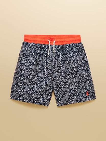 Joules Boys' Ocean Black & White Printed Swim Shorts image 1
