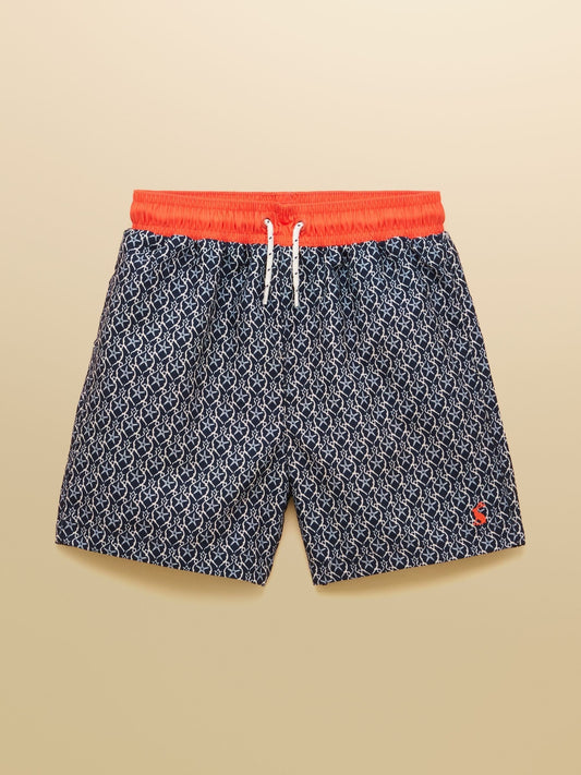 Joules Boys' Ocean Black & White Printed Swim Shorts image 1