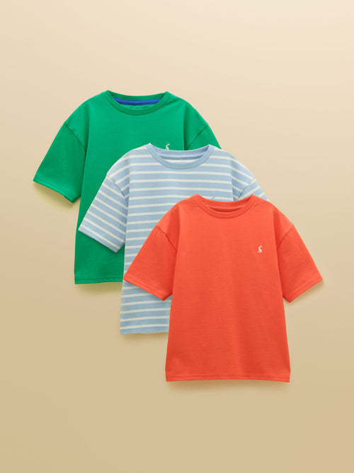 Joules Boys' Let's Go Green & Orange Short Sleeve T-Shirts 3 Pack image 1