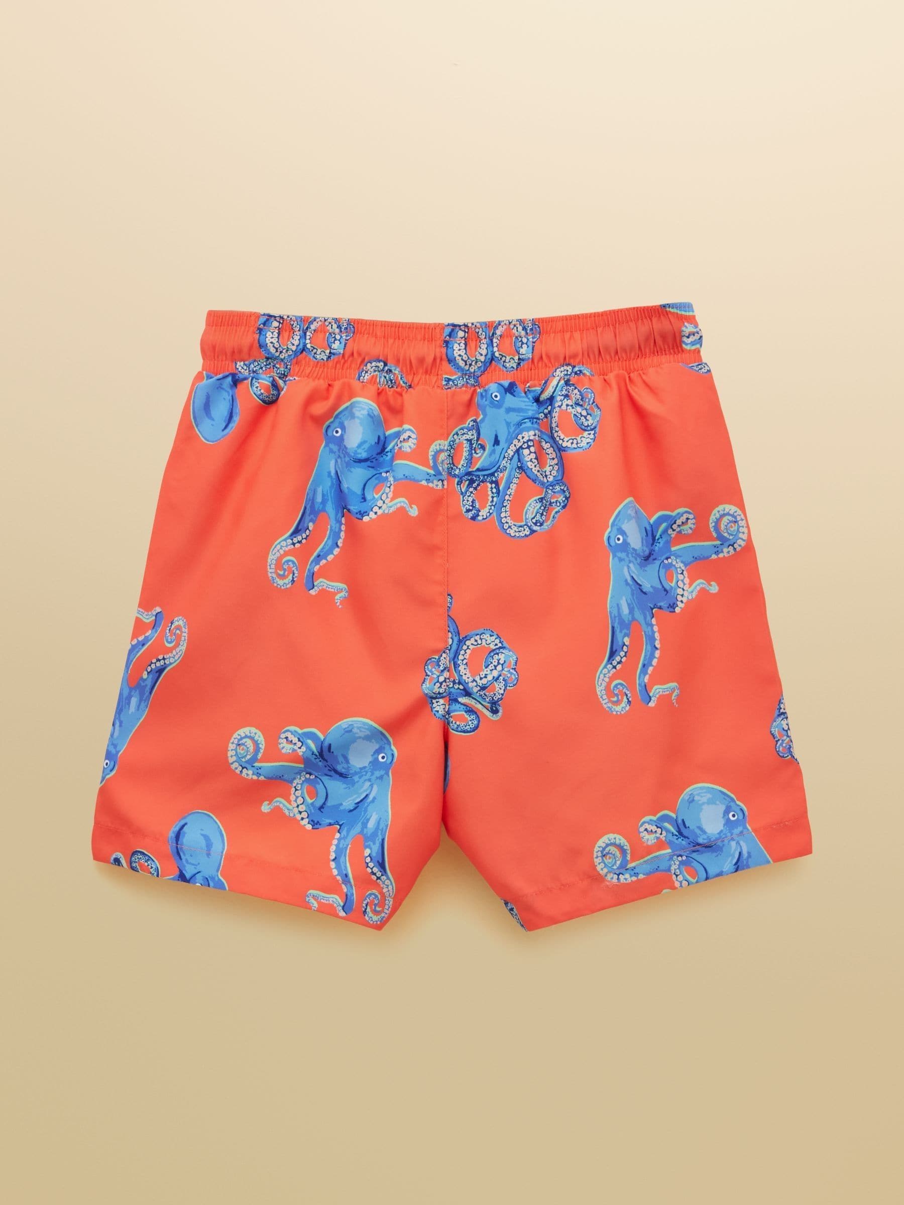 Joules Boys' Ocean Orange Octopus Printed Swim Shorts image 2