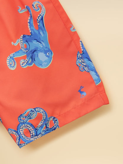 Joules Boys' Ocean Orange Octopus Printed Swim Shorts image 3