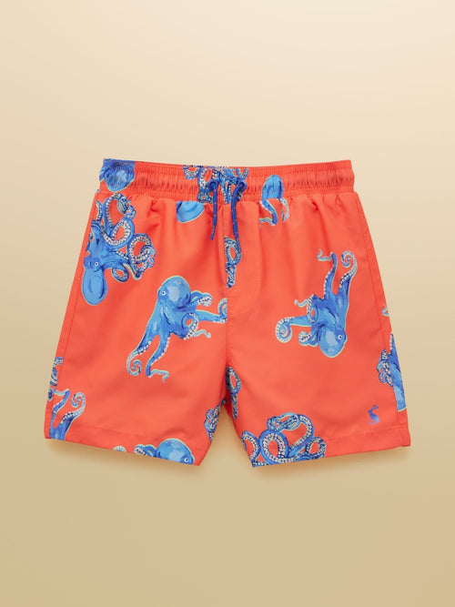 Joules Boys' Ocean Orange Octopus Printed Swim Shorts image 1