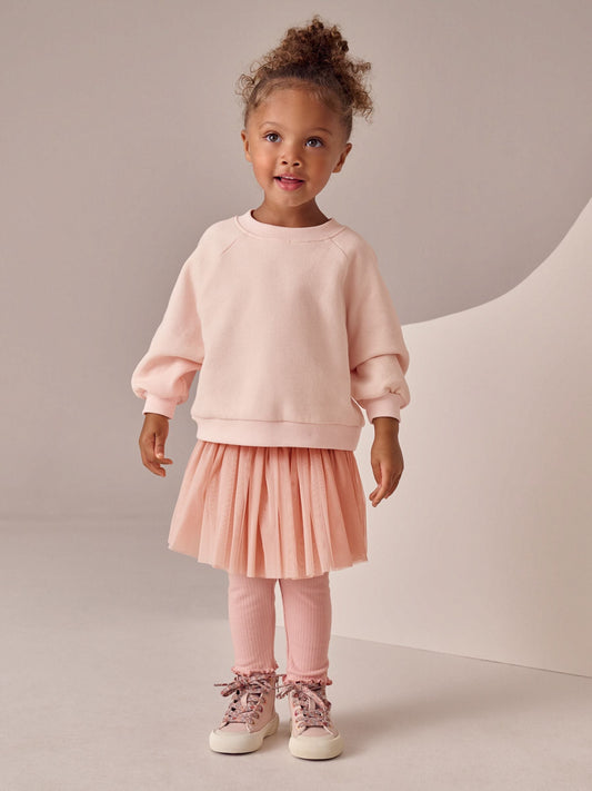 Pink Sweatshirt Skirt and Leggings 2 Piece Set (3mths-7yrs) image 1