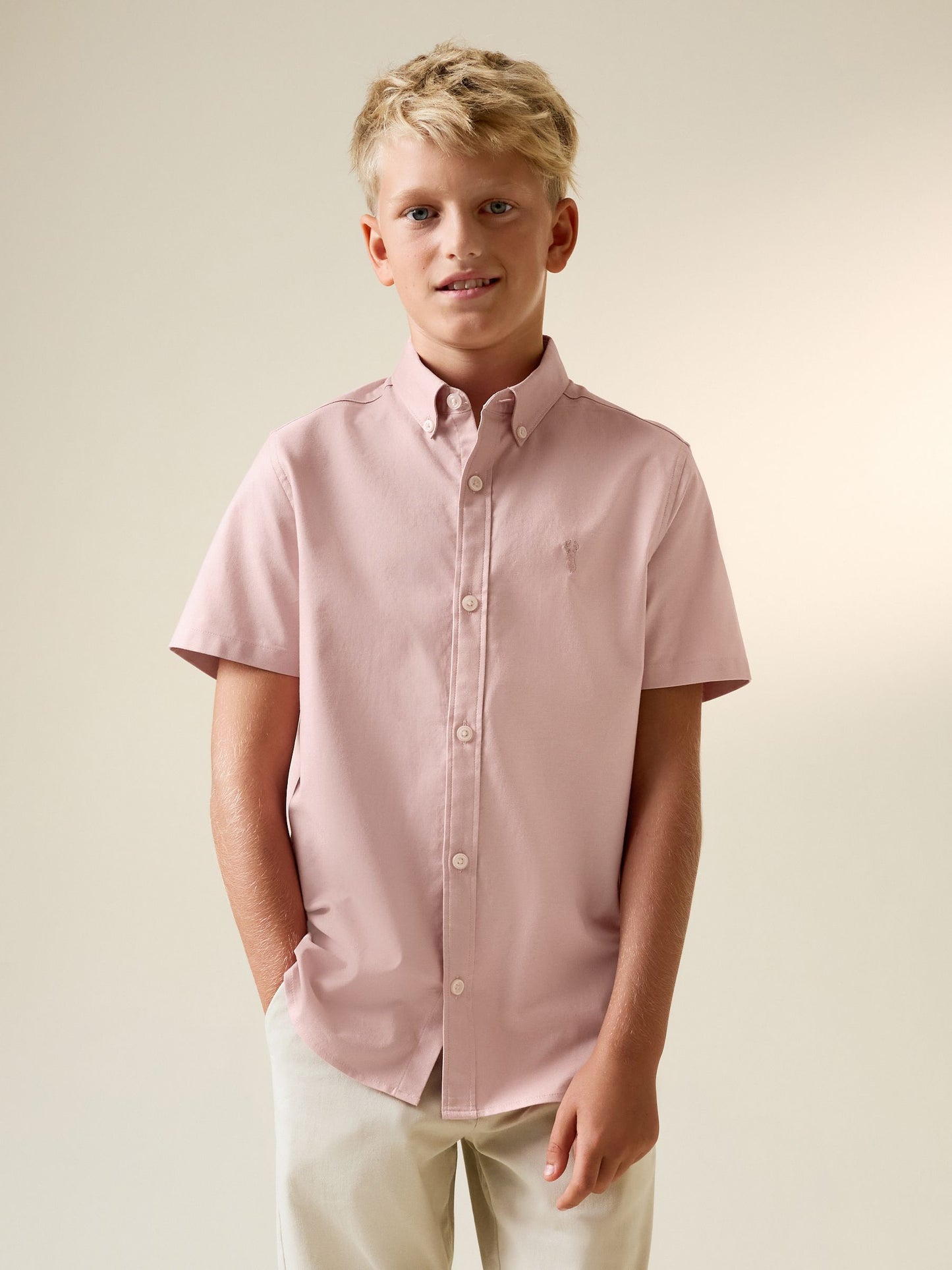 Dsiney Kidz - Pink Logo Short Sleeve Cotton Rich Oxford Shirt (3-16yrs) image 1