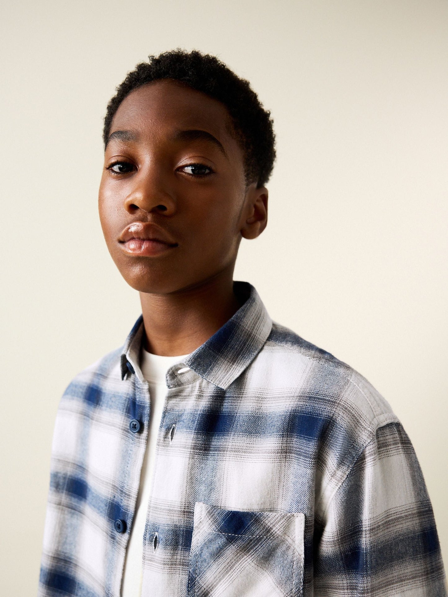 Dsiney Kidz - Blue/Ecru Long Sleeve Cotton Check Shirt (3-16yrs) image 4