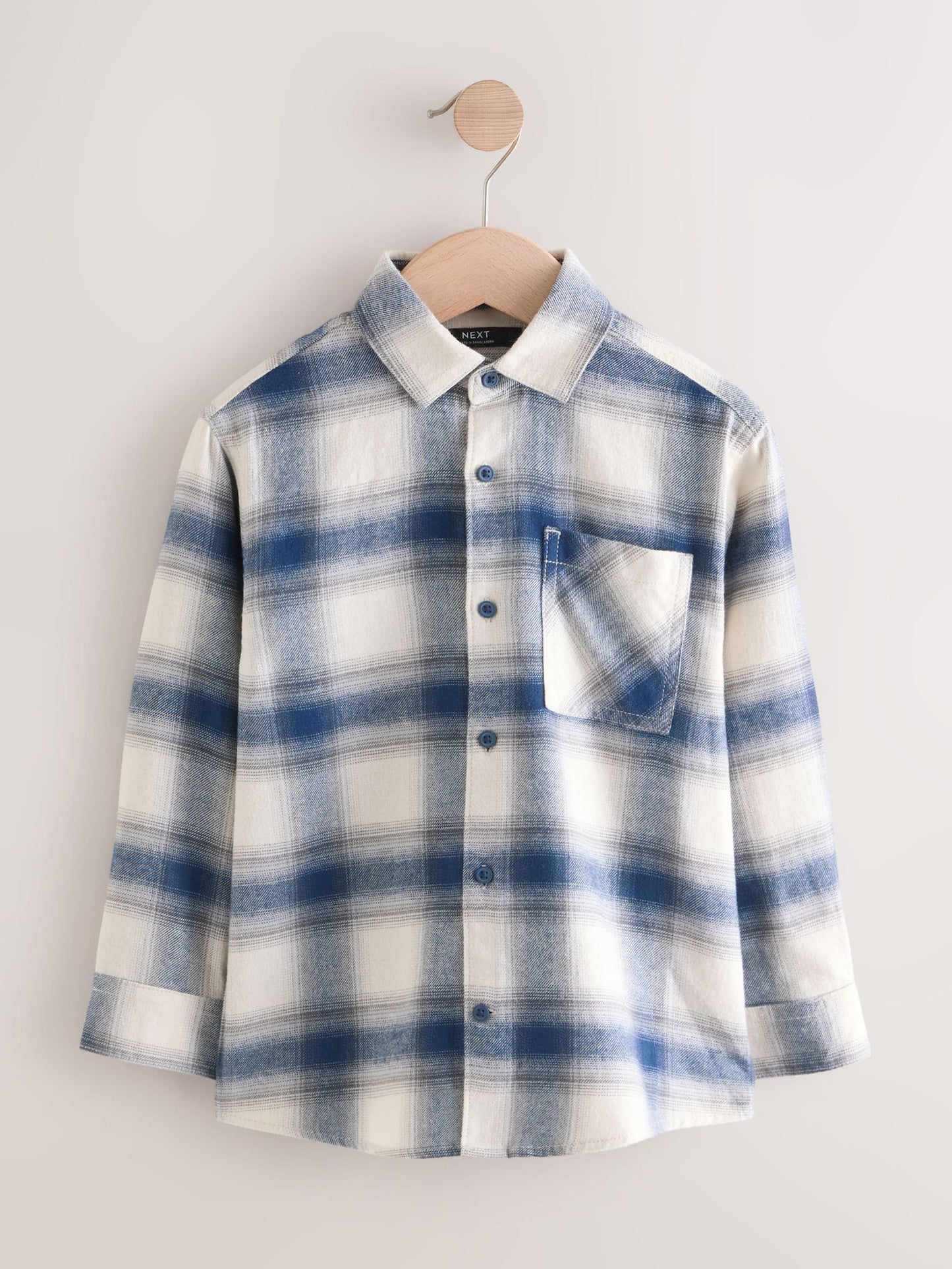 Dsiney Kidz - Blue/Ecru Long Sleeve Cotton Check Shirt (3-16yrs) image 5