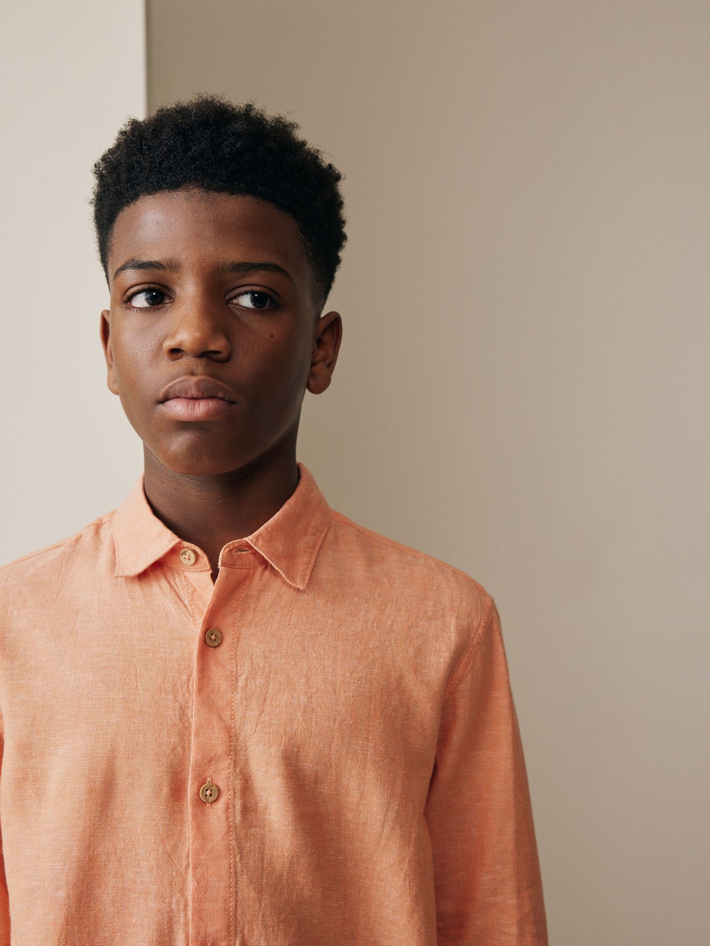 Dsiney Kidz - Orange Long Sleeve Relaxed Linen Blend Shirt (3-16yrs) image 3