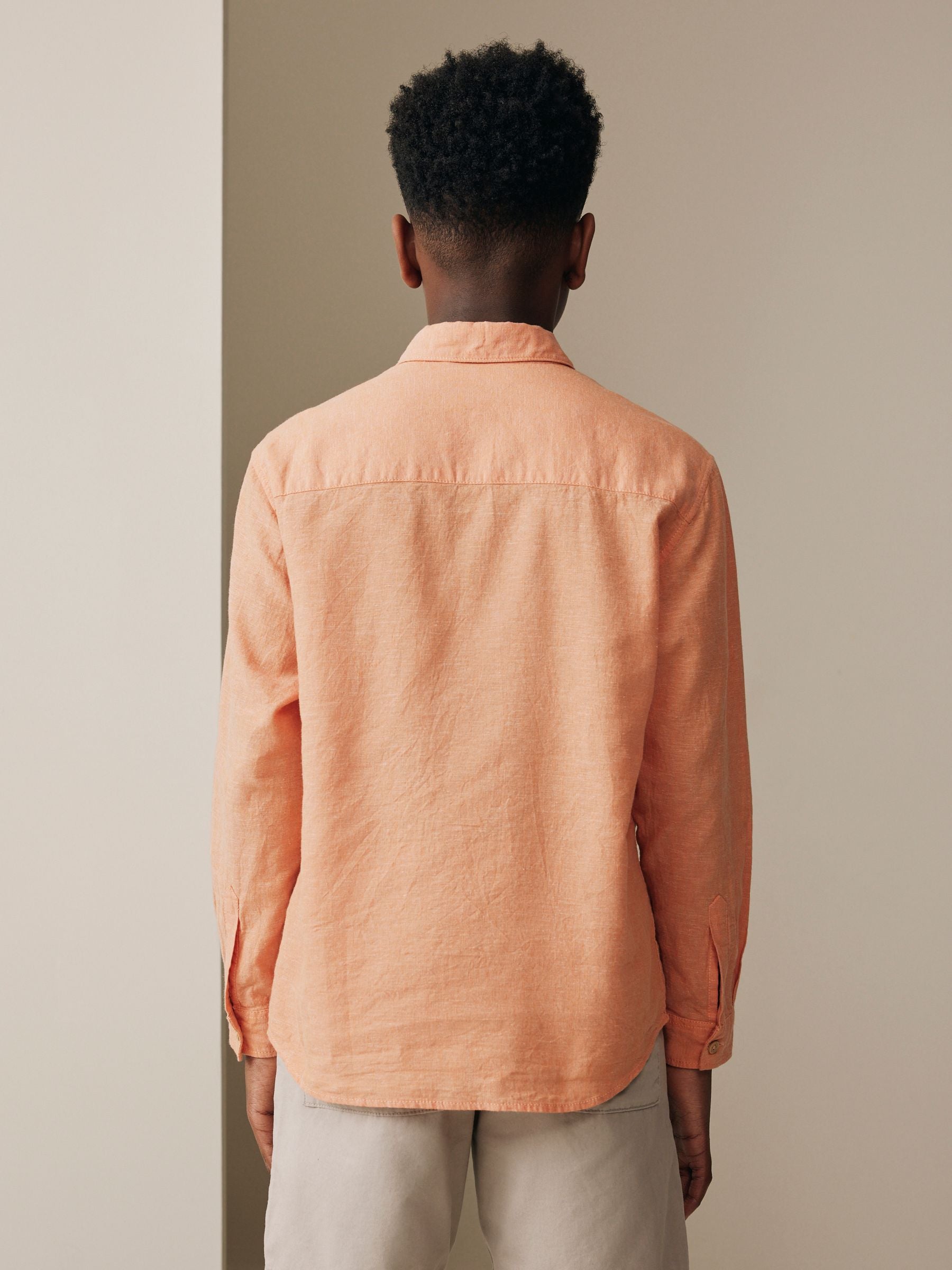 Dsiney Kidz - Orange Long Sleeve Relaxed Linen Blend Shirt (3-16yrs) image 4