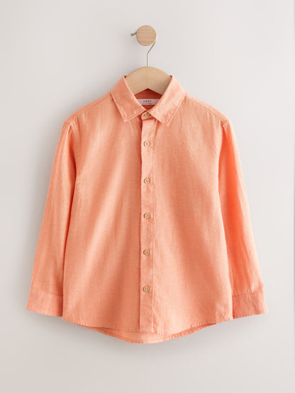Dsiney Kidz - Orange Long Sleeve Relaxed Linen Blend Shirt (3-16yrs) image 5