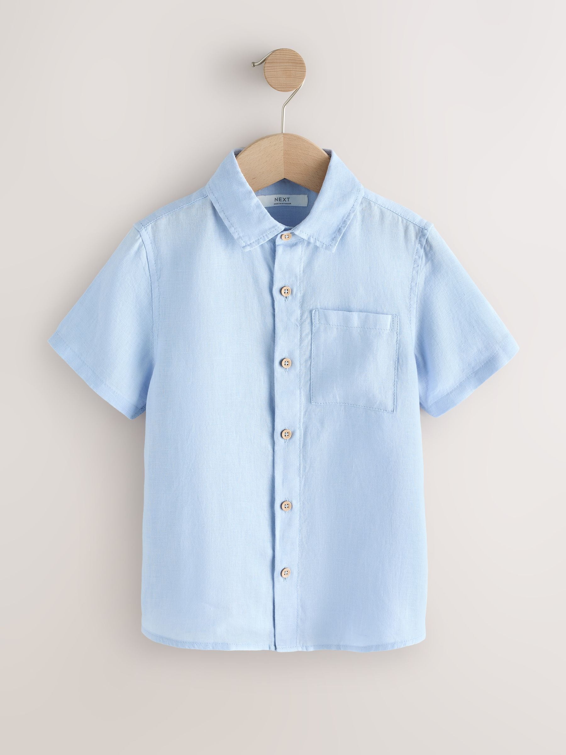 Dsiney Kidz - Light Blue Short Sleeve Linen Shirt (3-16yrs) image 1
