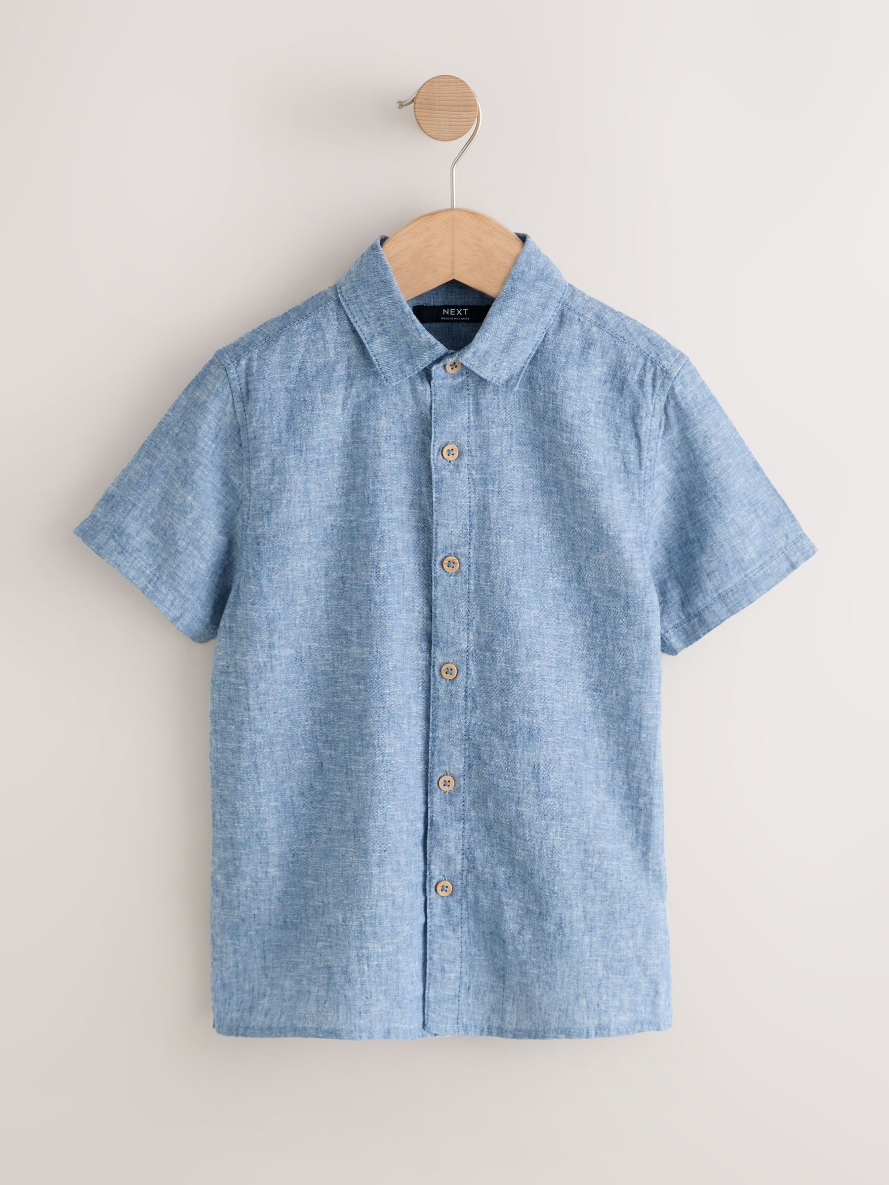 Dsiney Kidz - Denim Blue Short Sleeve Linen Blend Shirt (3-16yrs) image 1