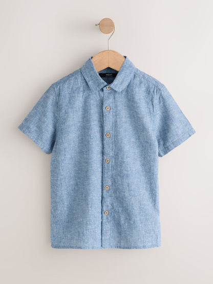 Dsiney Kidz - Denim Blue Short Sleeve Linen Blend Shirt (3-16yrs) image 1
