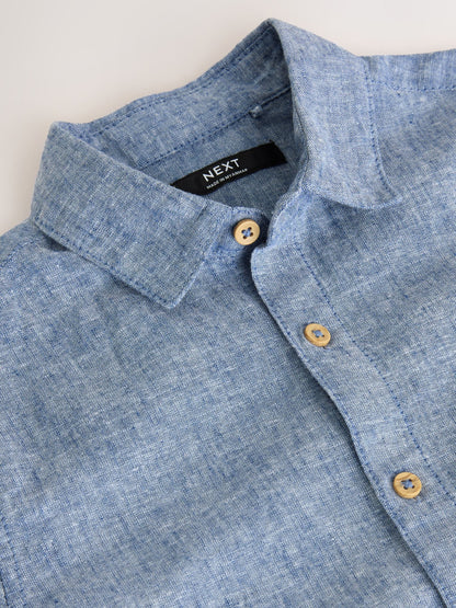 Dsiney Kidz - Denim Blue Short Sleeve Linen Blend Shirt (3-16yrs) image 3