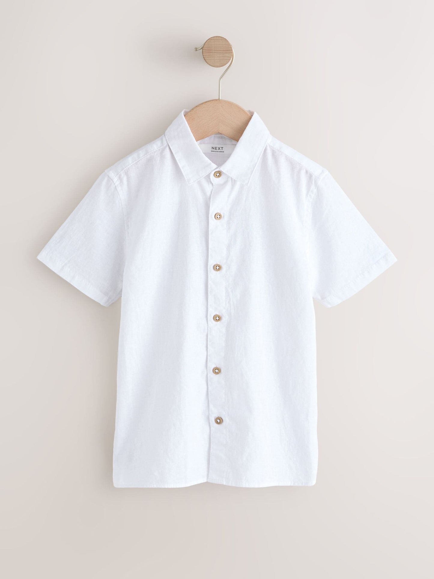 Dsiney Kidz - White Short Sleeve Linen Blend Shirt (3-16yrs) image 1