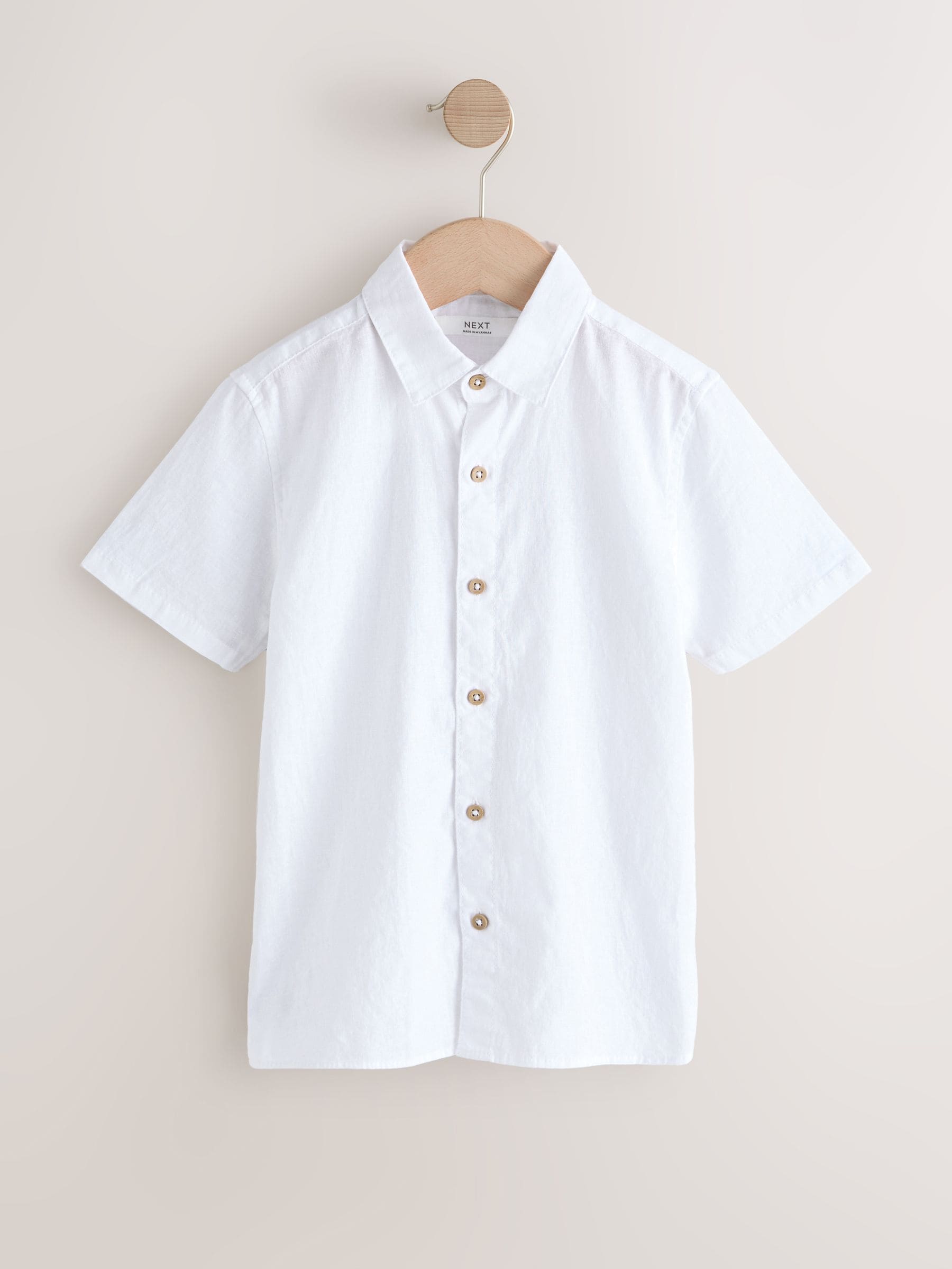 Dsiney Kidz - White Short Sleeve Linen Blend Shirt (3-16yrs) image 1
