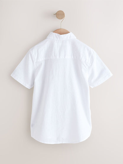 Dsiney Kidz - White Short Sleeve Linen Blend Shirt (3-16yrs) image 2