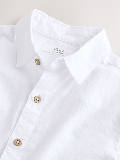 Dsiney Kidz - White Short Sleeve Linen Blend Shirt (3-16yrs) image 4