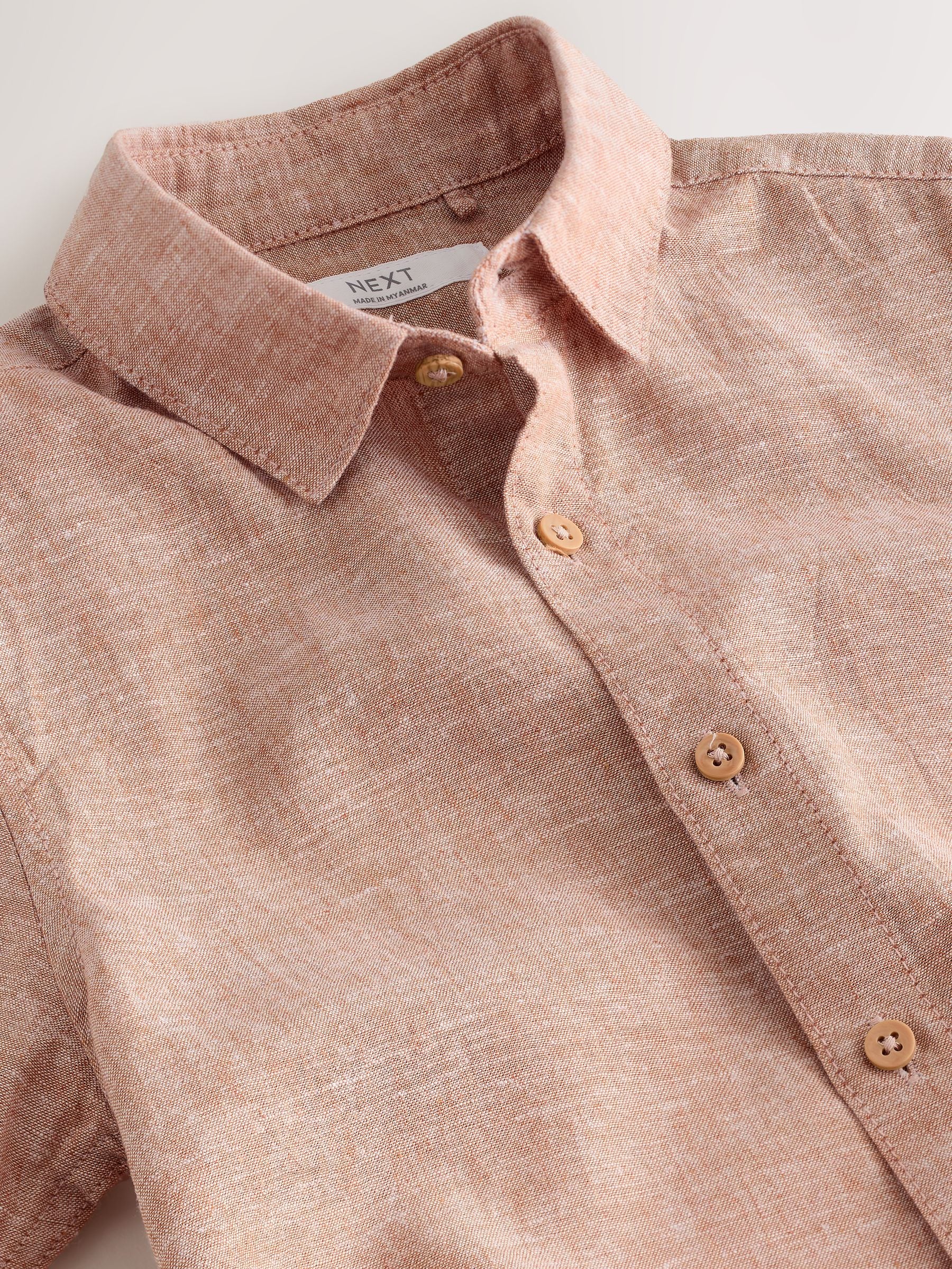 Dsiney Kidz - Terracotta Short Sleeve Linen Blend Shirt (3-16yrs) image 3