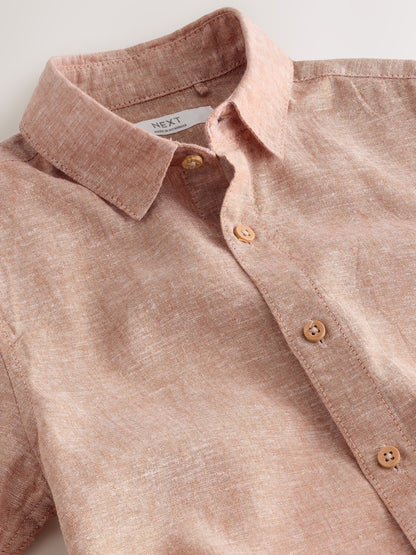 Dsiney Kidz - Terracotta Short Sleeve Linen Blend Shirt (3-16yrs) image 3