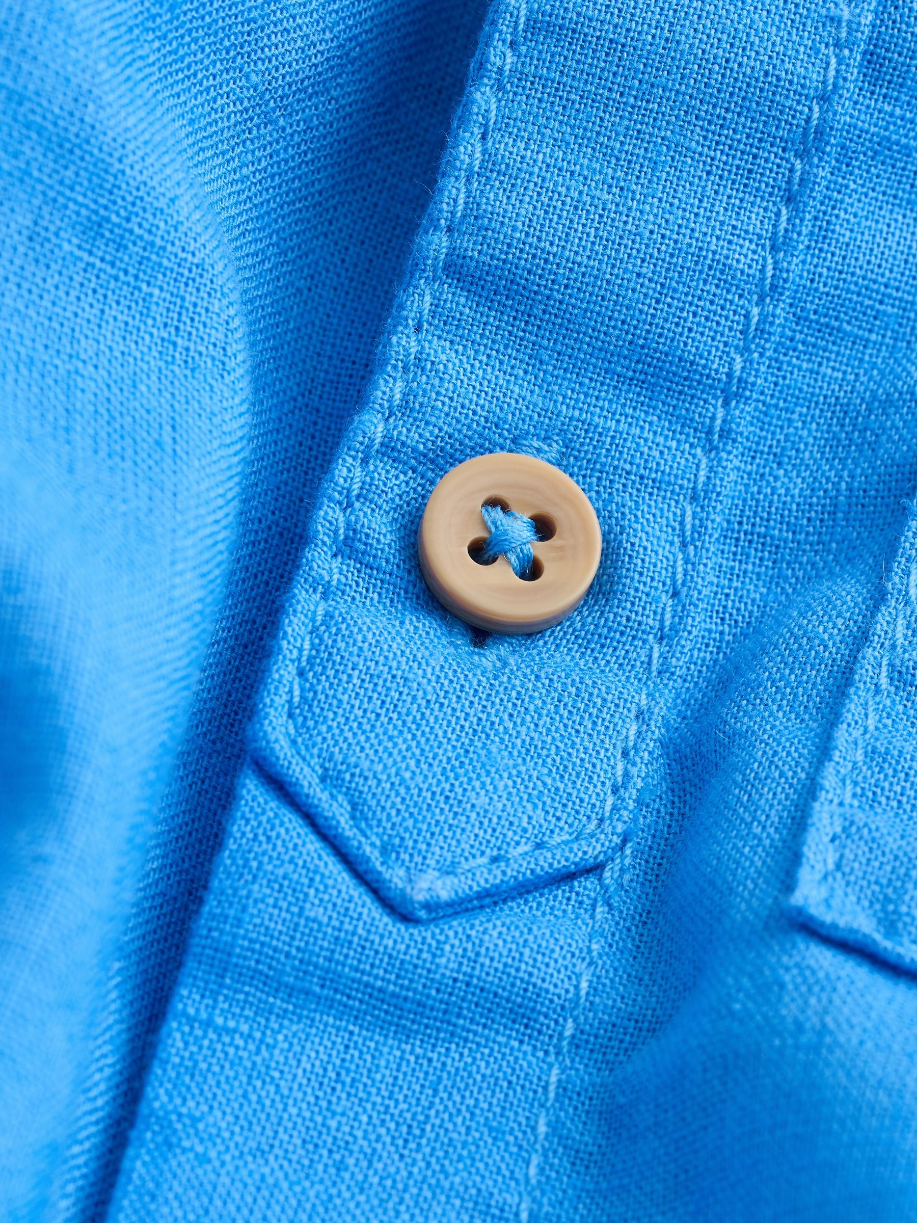 Dsiney Kidz - Cobalt Blue Grandad Collar Linen Mix Shirt (3mths-7yrs) image 7