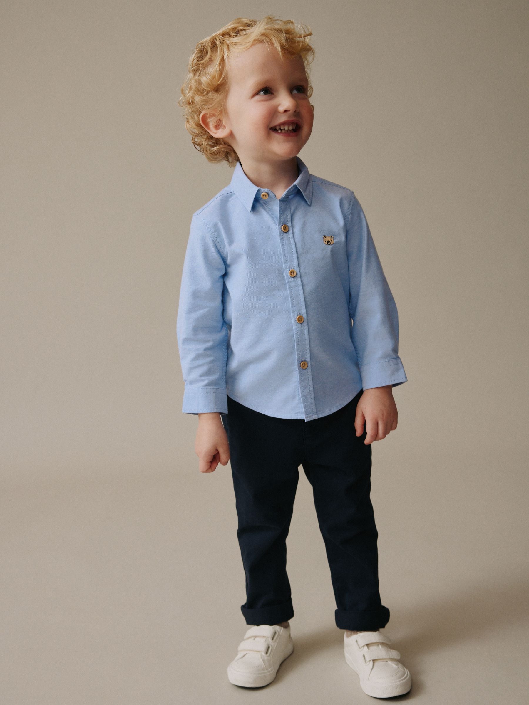 Dsiney Kidz - Mid Blue Character Long Sleeve Oxford Shirt (3mths-7yrs) image 2