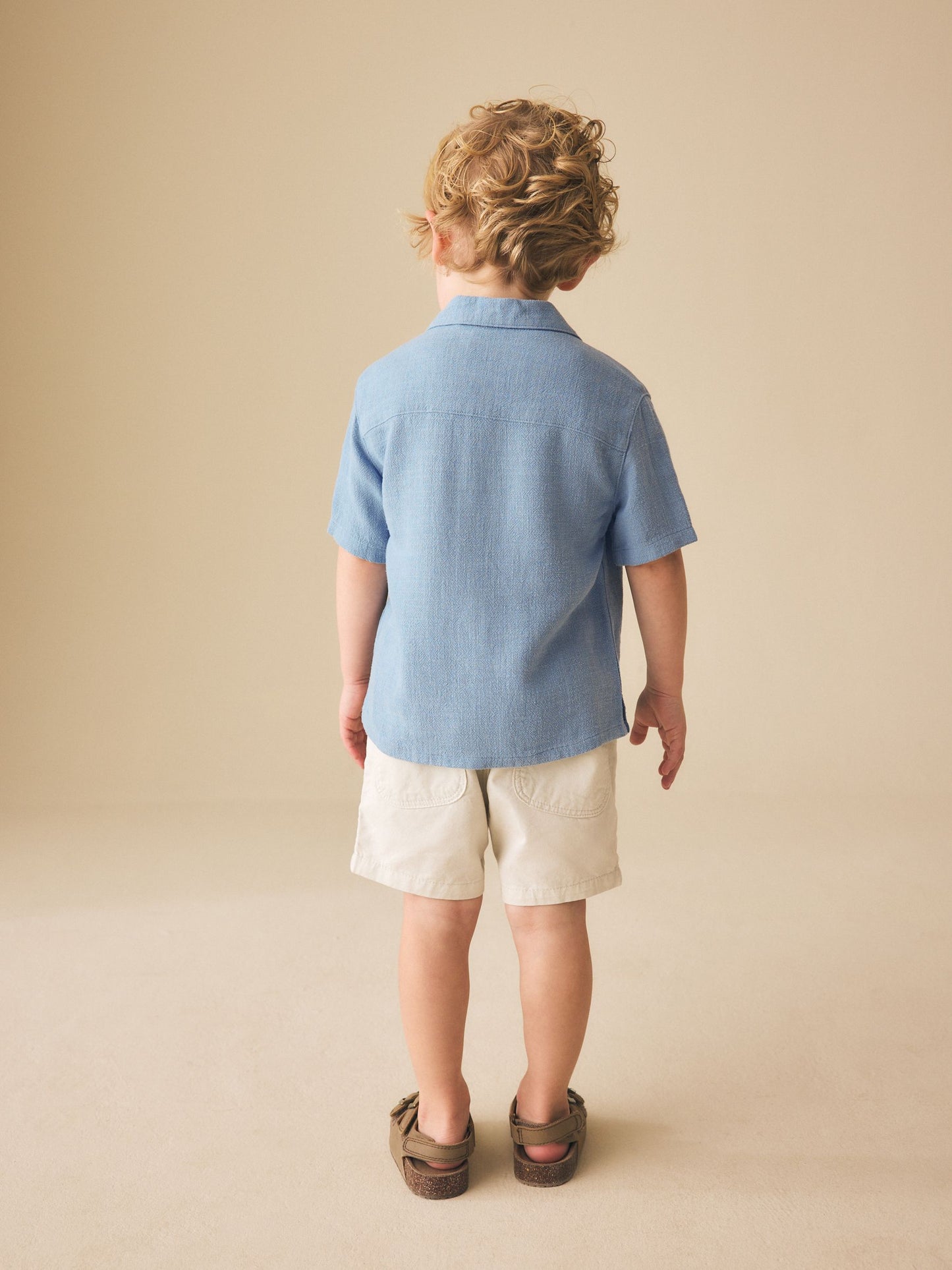 Dsiney Kidz - Blue Short Sleeves Linen Blend Revere Collar Shirt (3mths-7yrs) image 3