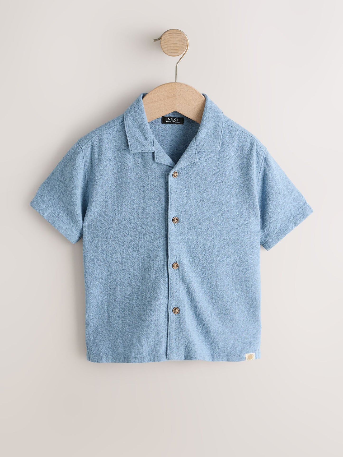 Dsiney Kidz - Blue Short Sleeves Linen Blend Revere Collar Shirt (3mths-7yrs) image 5