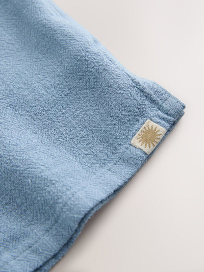 Dsiney Kidz - Blue Short Sleeves Linen Blend Revere Collar Shirt (3mths-7yrs) image 8