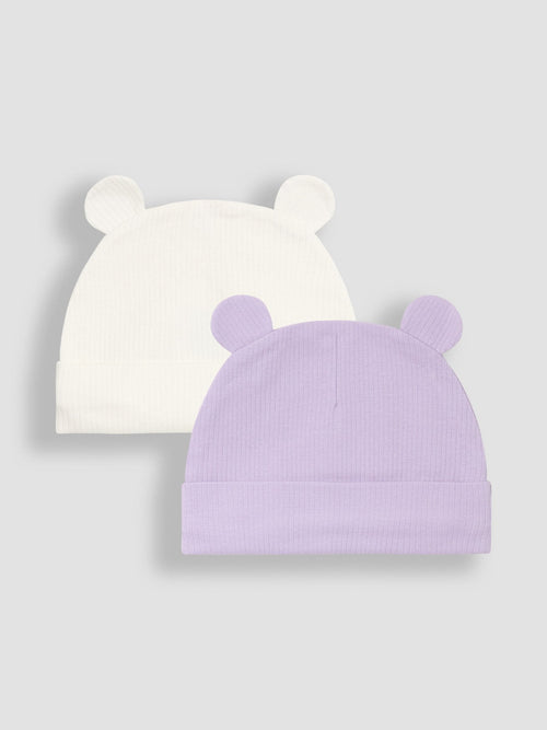 JoJo Maman Bébé Lilac 2- Pack Bear Ear Hats image 1
