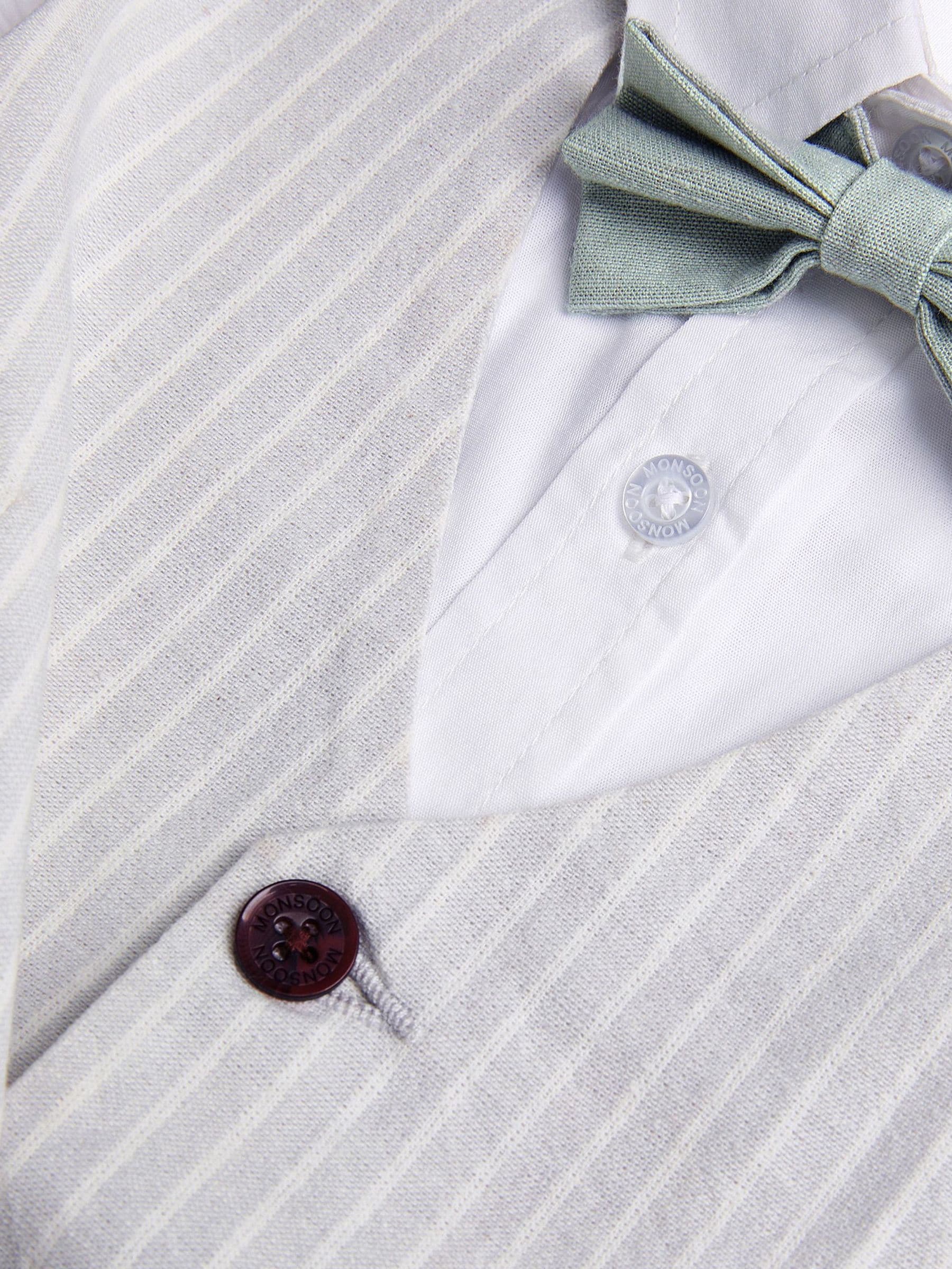 Monsoon Grey 100% Cotton Shirt and Waistcoat Set 3 Piece with Bow image 3