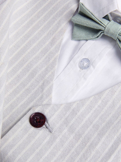 Monsoon Grey 100% Cotton Shirt and Waistcoat Set 3 Piece with Bow image 3