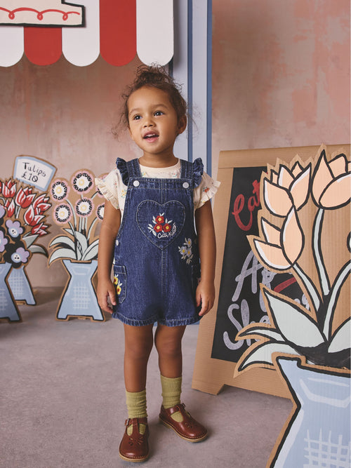 Dsiney Kidz - Denim Cath Kidston Floral Dungarees and Top Set (3mths-7yrs) image 1